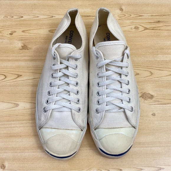 Vintage Converse Jack Purcell Made in USA White Canvas Low Top Men Sneaker 10.5 - Picture 3 of 16
